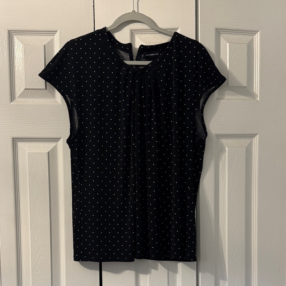 Liz Claiborne Black Polka Dot Women's Top